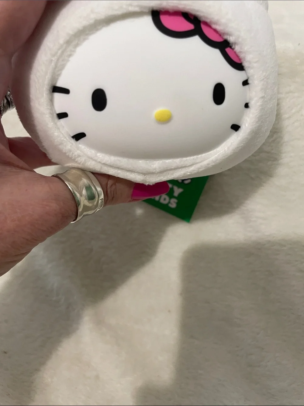 Hello Kitty White Plush Key Ring with Pink Details